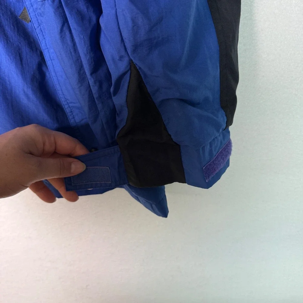 Vintage Luna Pier SPYC Sailing Jacket Mens‎ Medium Blue Black Hooded Windbreaker